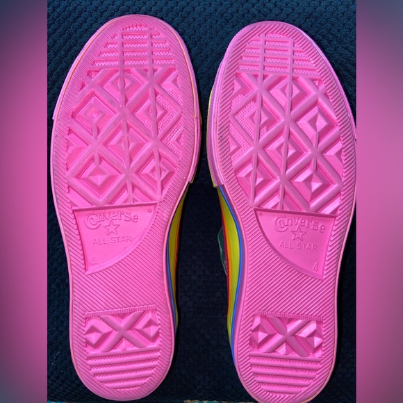 Custom Fuchsia Converse All Star Sneakers with Rainbow Platform - Picture 5 of 11